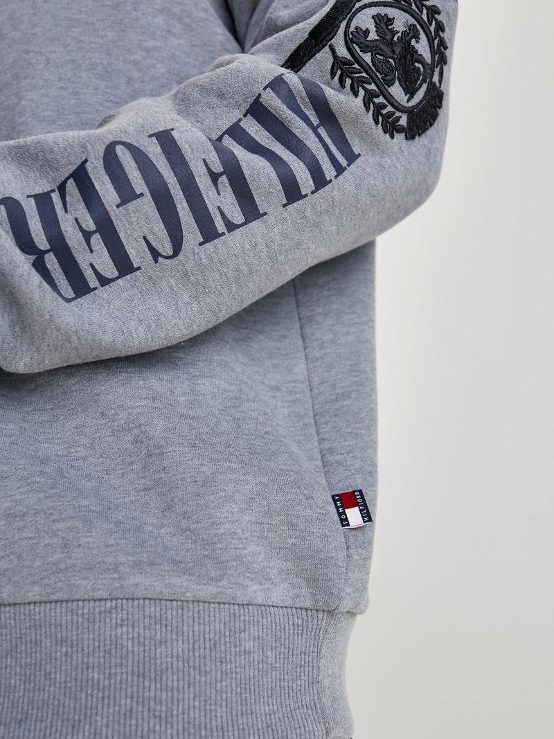 Férfi Tommy Hilfiger Organic Pamut Logo Pulóverek Szürke | HU 914OKI